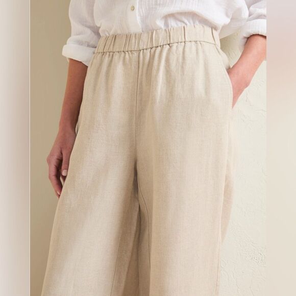 NEW Eileen Fisher 100% Organic Linen Wide Leg Pants in White Full Length 1X - Picture 7 of 11
